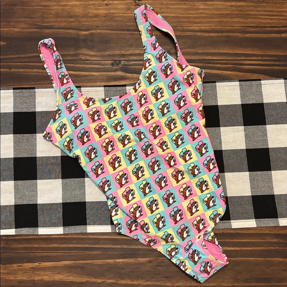 Buccees Beaver Logo Multicolor One-Piece Swimsuit Size xs  new